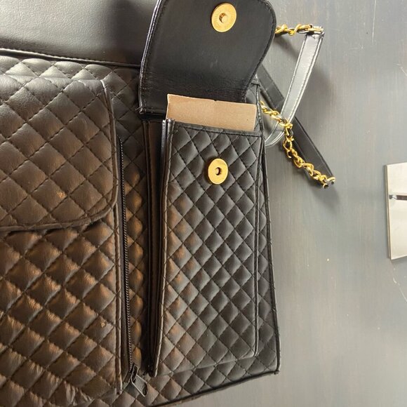 Vintage Evan-Picone Quilted Black Chain Strap Tote - NWOT - Picture 11 of 16